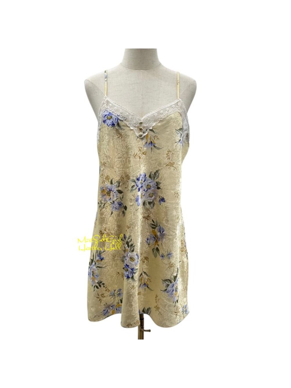 Vintage California Miss Floral Slip Dress With Embroidered Lace Trim Size Large